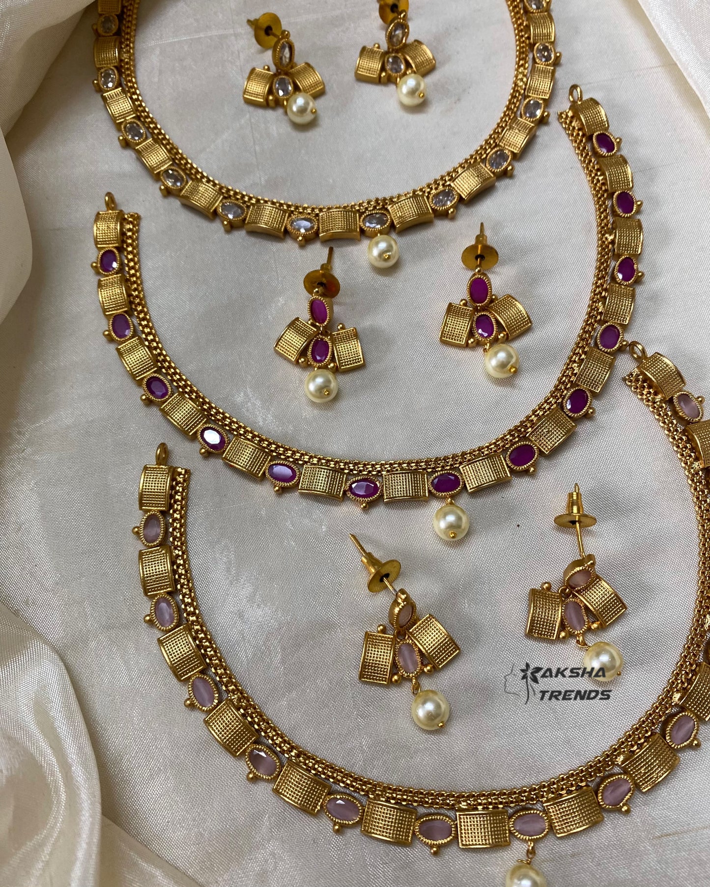 Golden stone necklace Aksha Trends