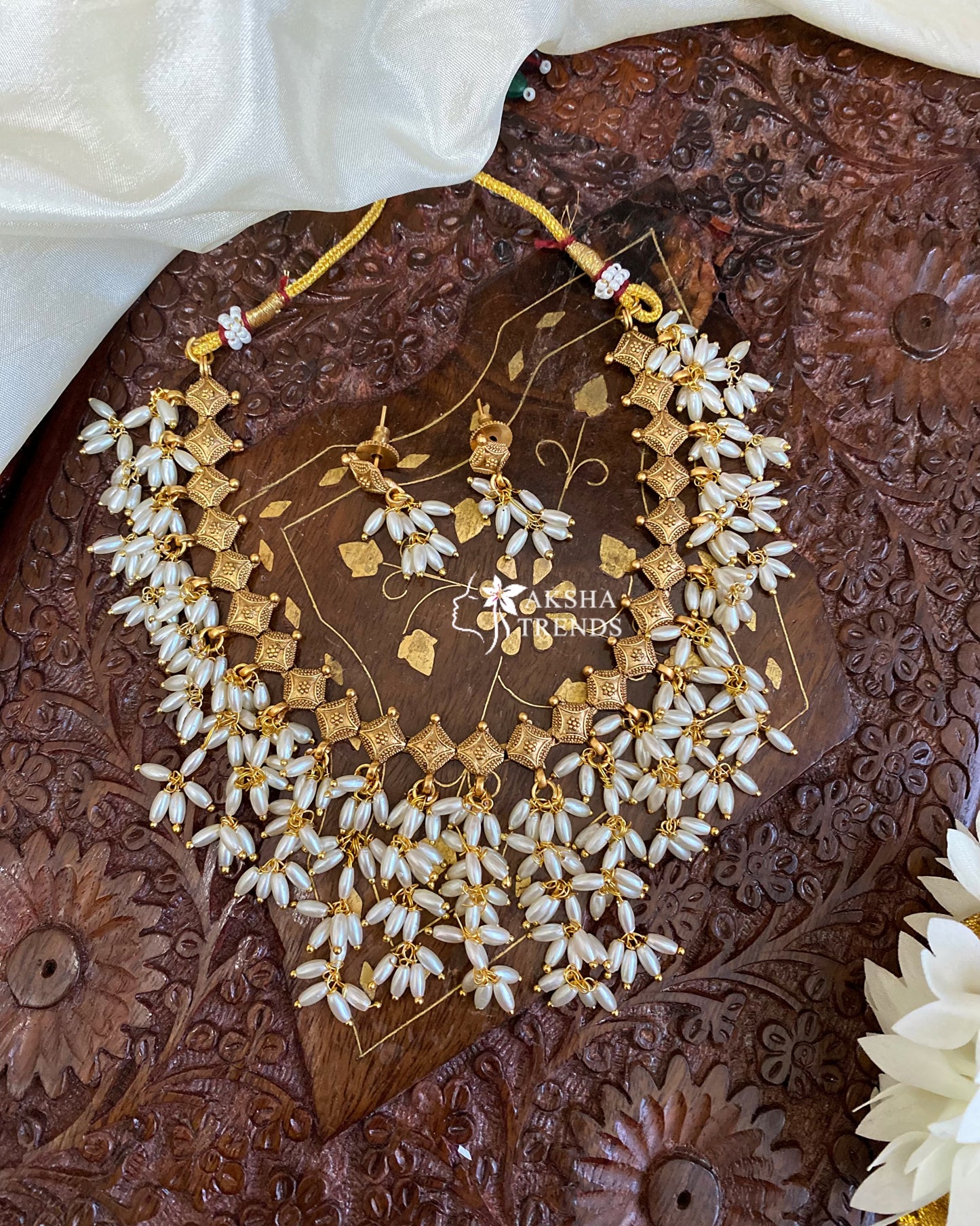 Rice pearl Guttapusalu Necklace Aksha Trends