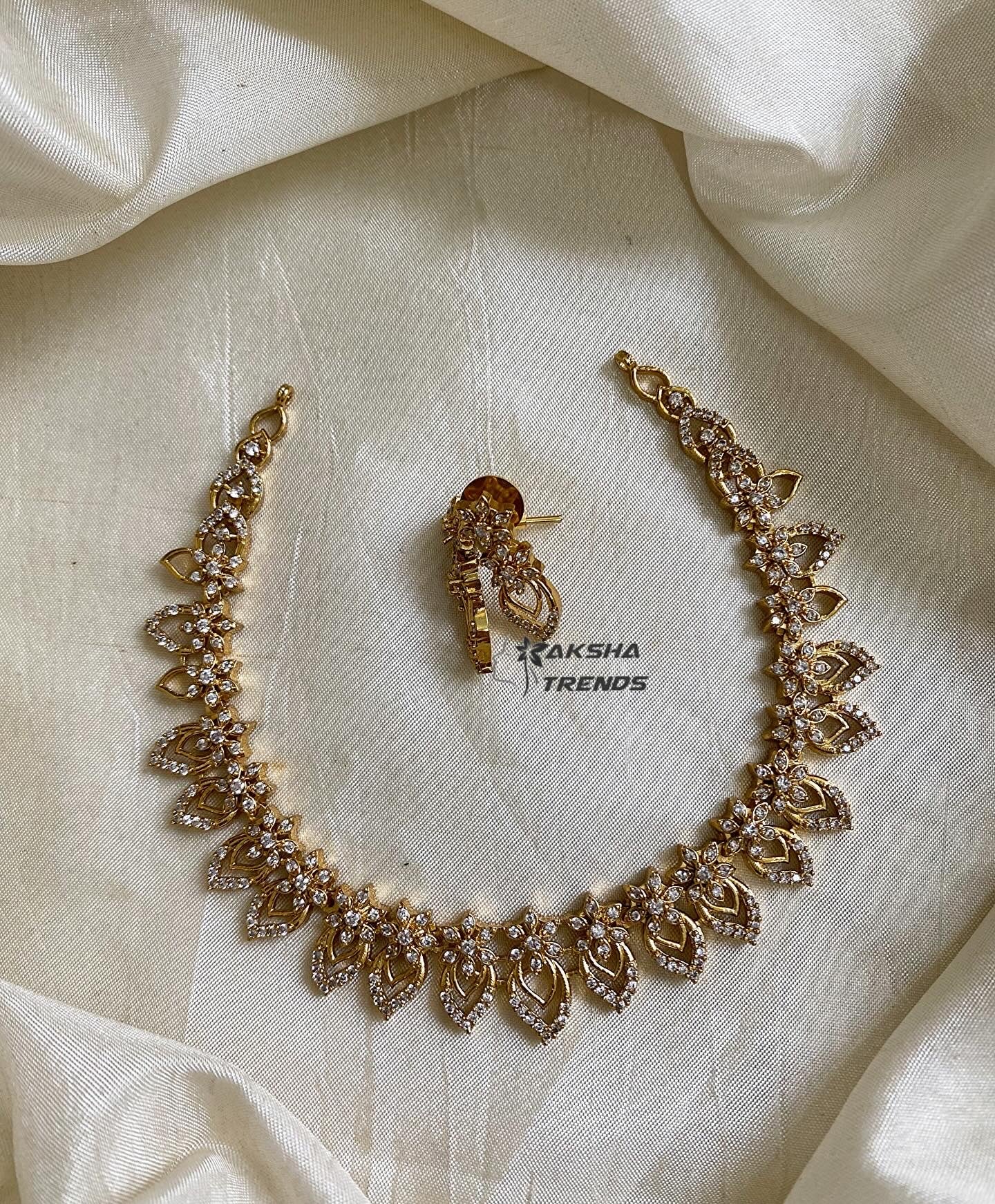 Flora leaf Diamond necklace Aksha Trends