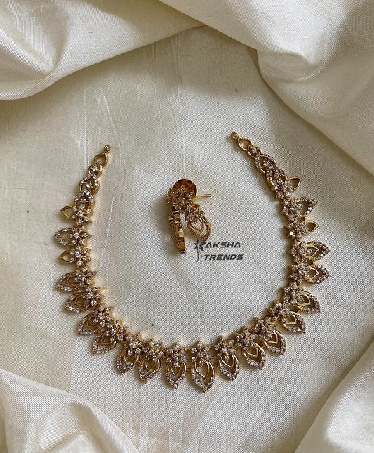 Flora leaf Diamond necklace Aksha Trends