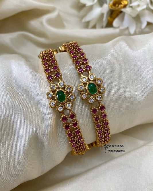 Ruby diamond Floral bangles Aksha Trends