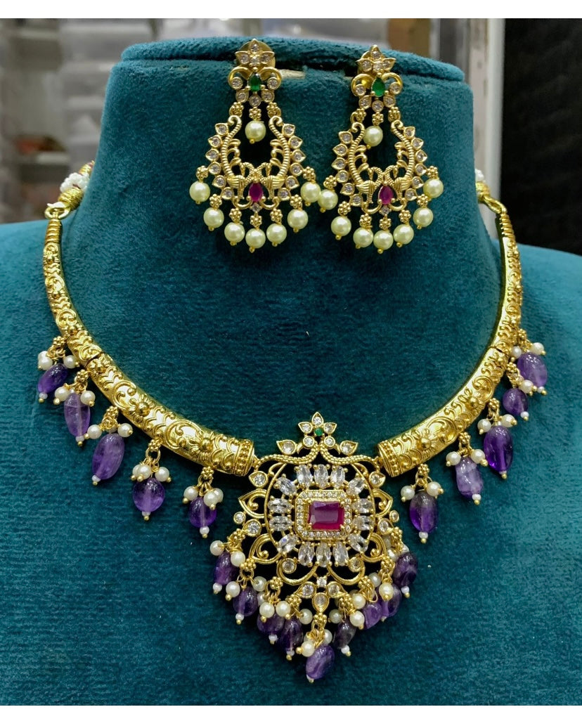 Victoria Hasli Necklace -Purple Aksha Trends 