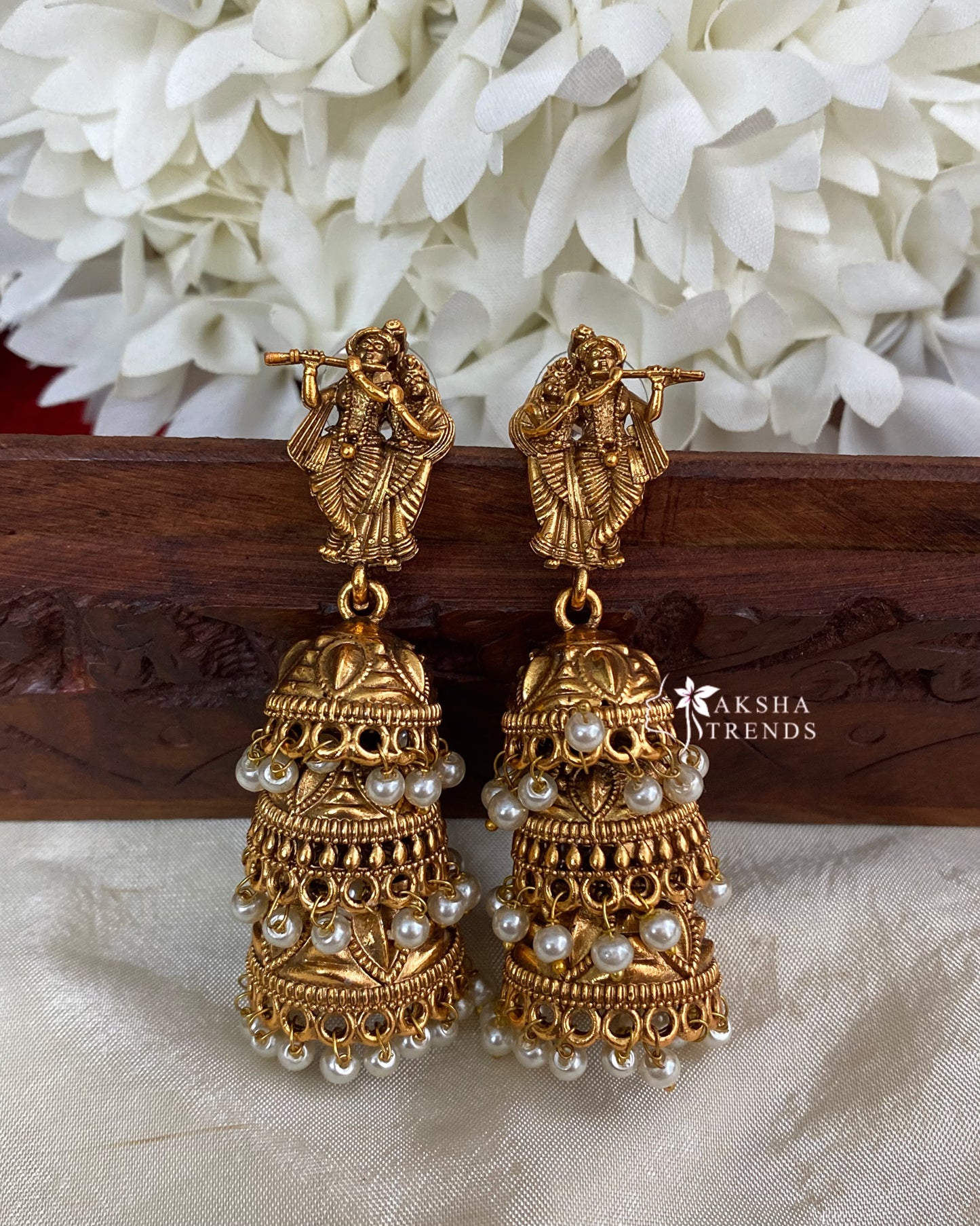 Radha Krishna 3step Jhumka -pearl Aksha Trends