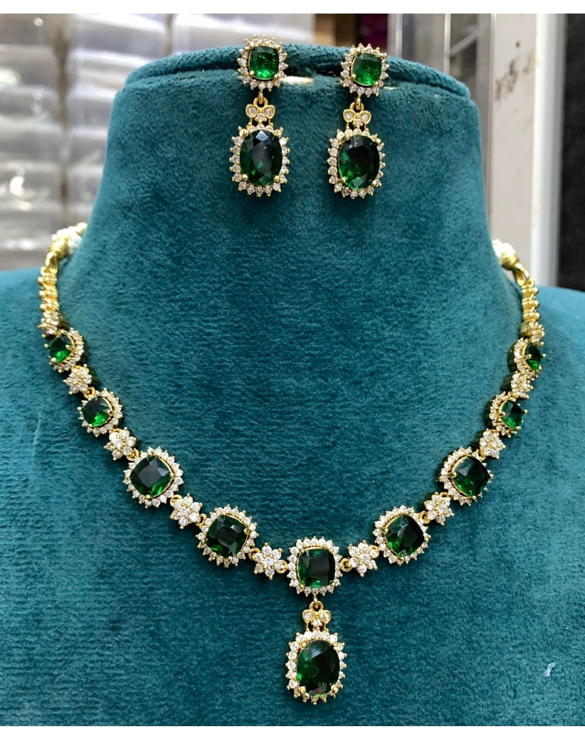 Emerald Royal Diamond Necklace Aksha Trends 