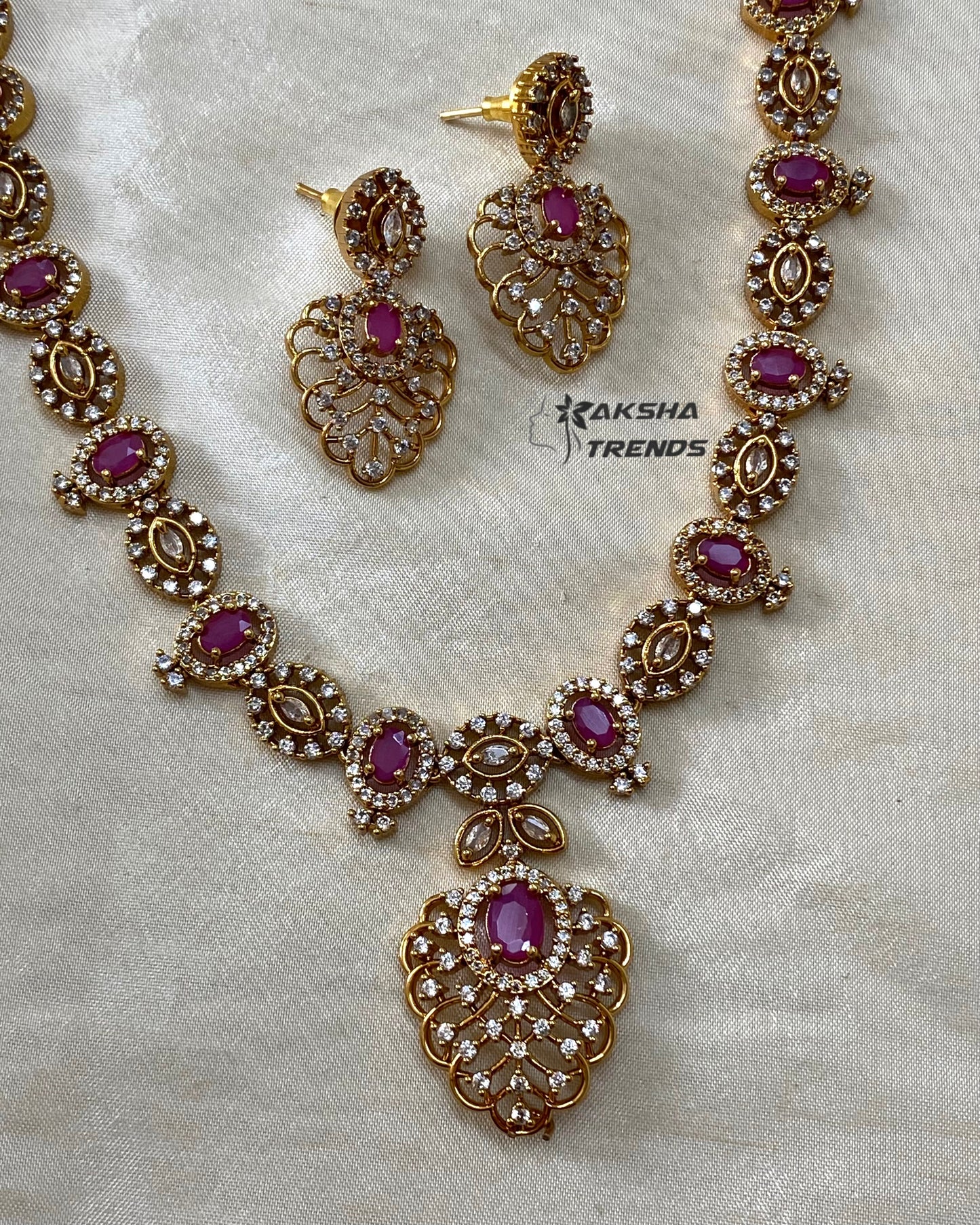 Floral diamond haram -Ruby Aksha Trends