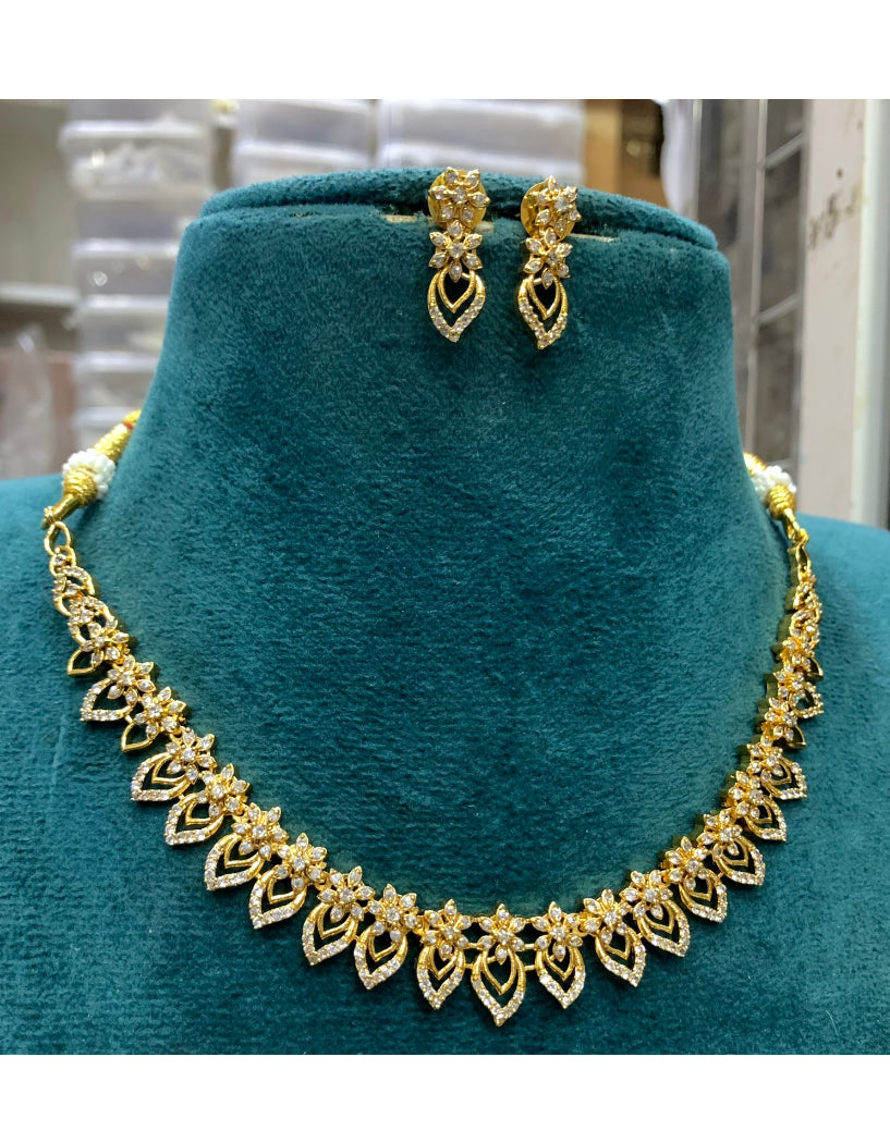 Flora leaf Diamond necklace Aksha Trends