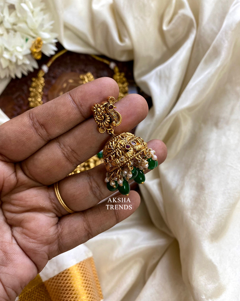 Nagasi Temple Bridal Necklace -Green Aksha Trends 