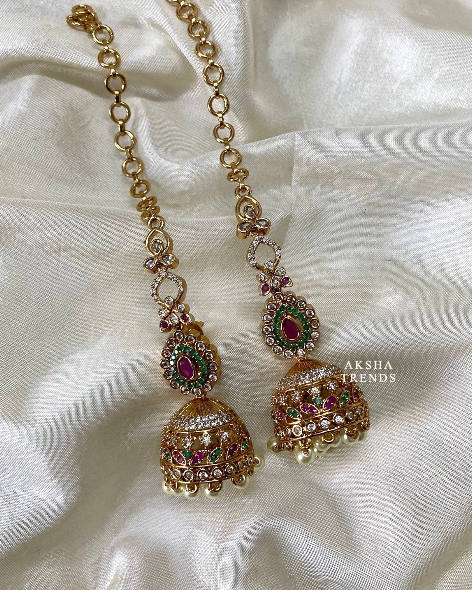 Bridal AD Jhumkas with Earmaati Aksha Trends