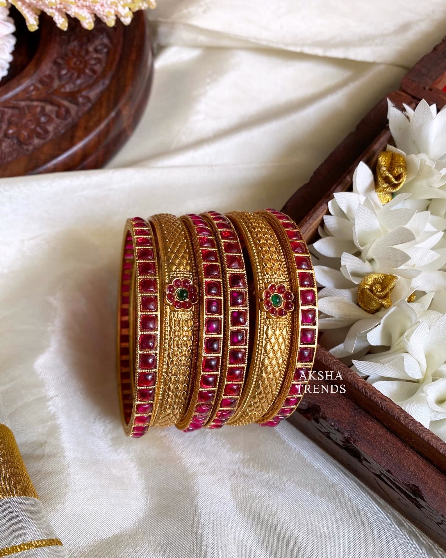 Bridal Bangles -Ruby stone (6pc) Aksha Trends