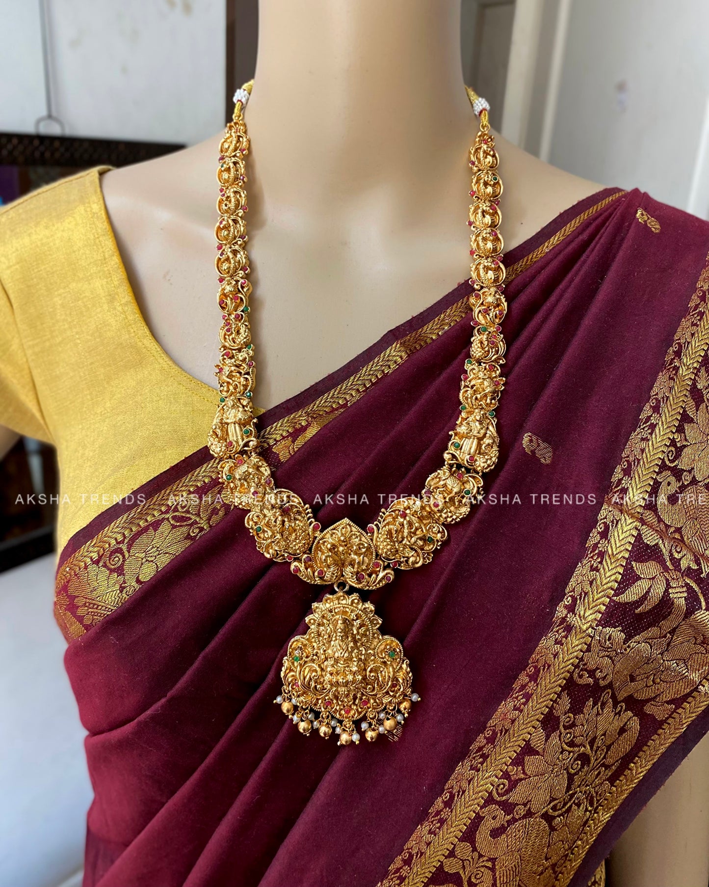 Nagas Temple bridal haram -Gold Aksha Trends