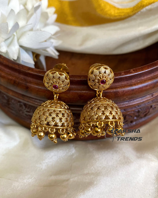 Golden Jhumkas Aksha Trends