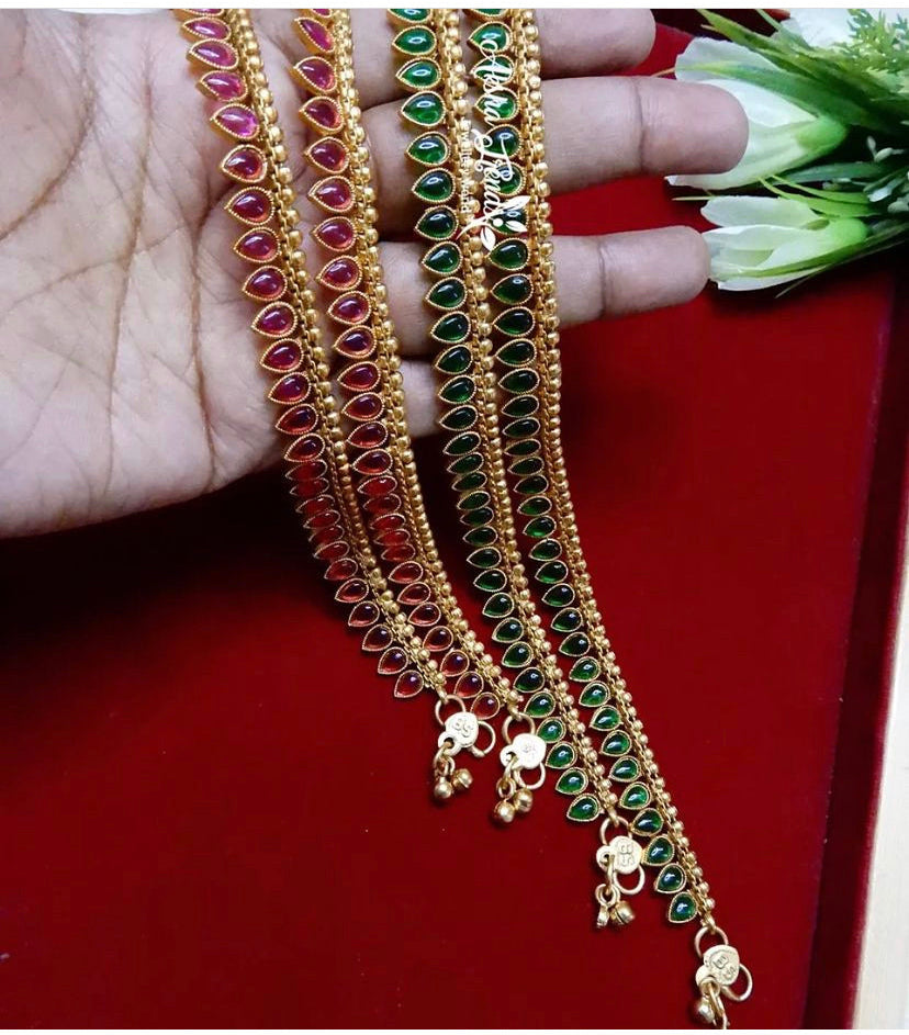 Anklet golusu kemp gold -green Aksha Trends