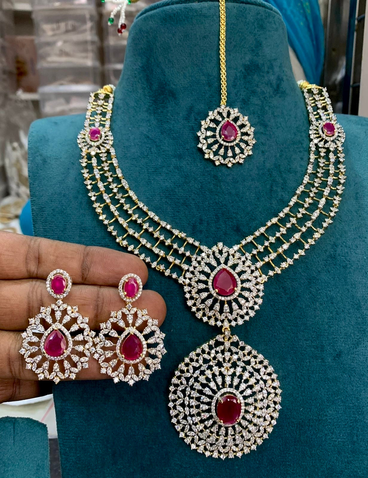 Ziva diamond bridal necklace -Ruby Aksha Trends