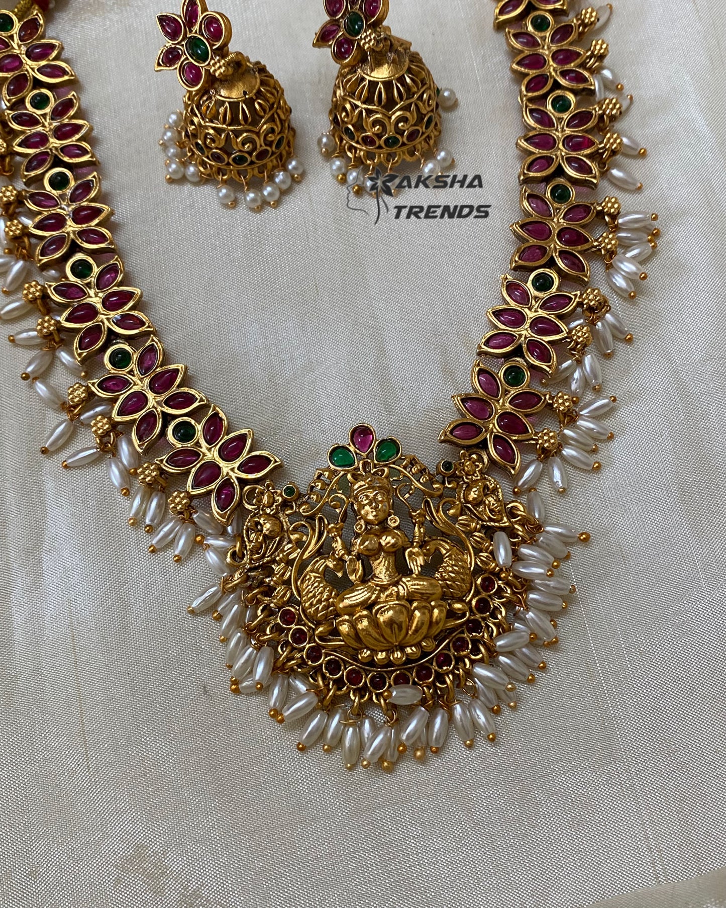 Pearl Lotus necklace Aksha Trends