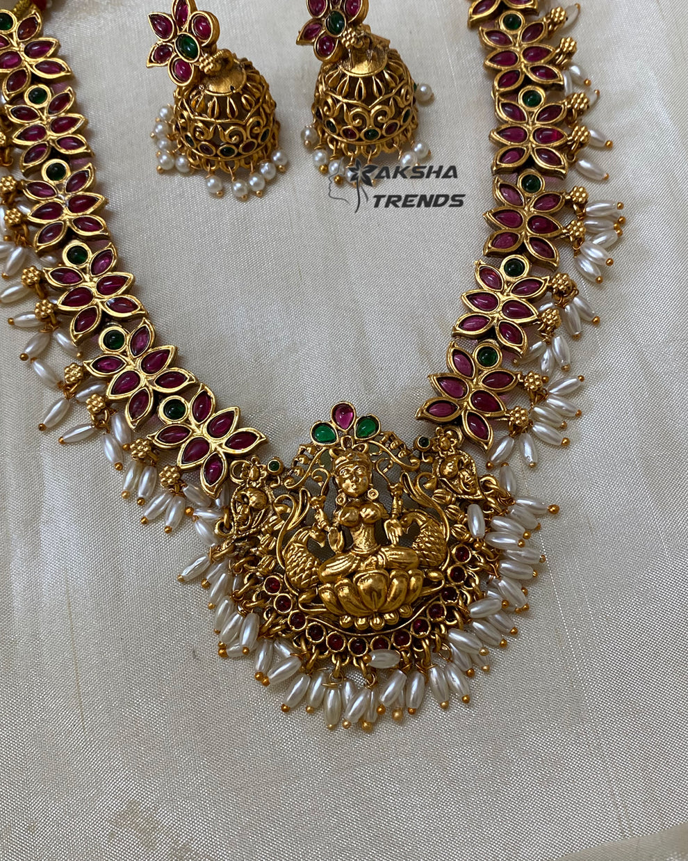 Pearl Lotus necklace Aksha Trends 