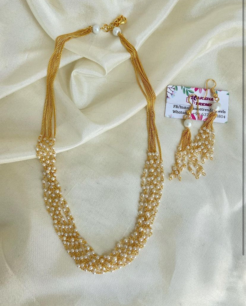 Layered goldplated bead chain Aksha Trends