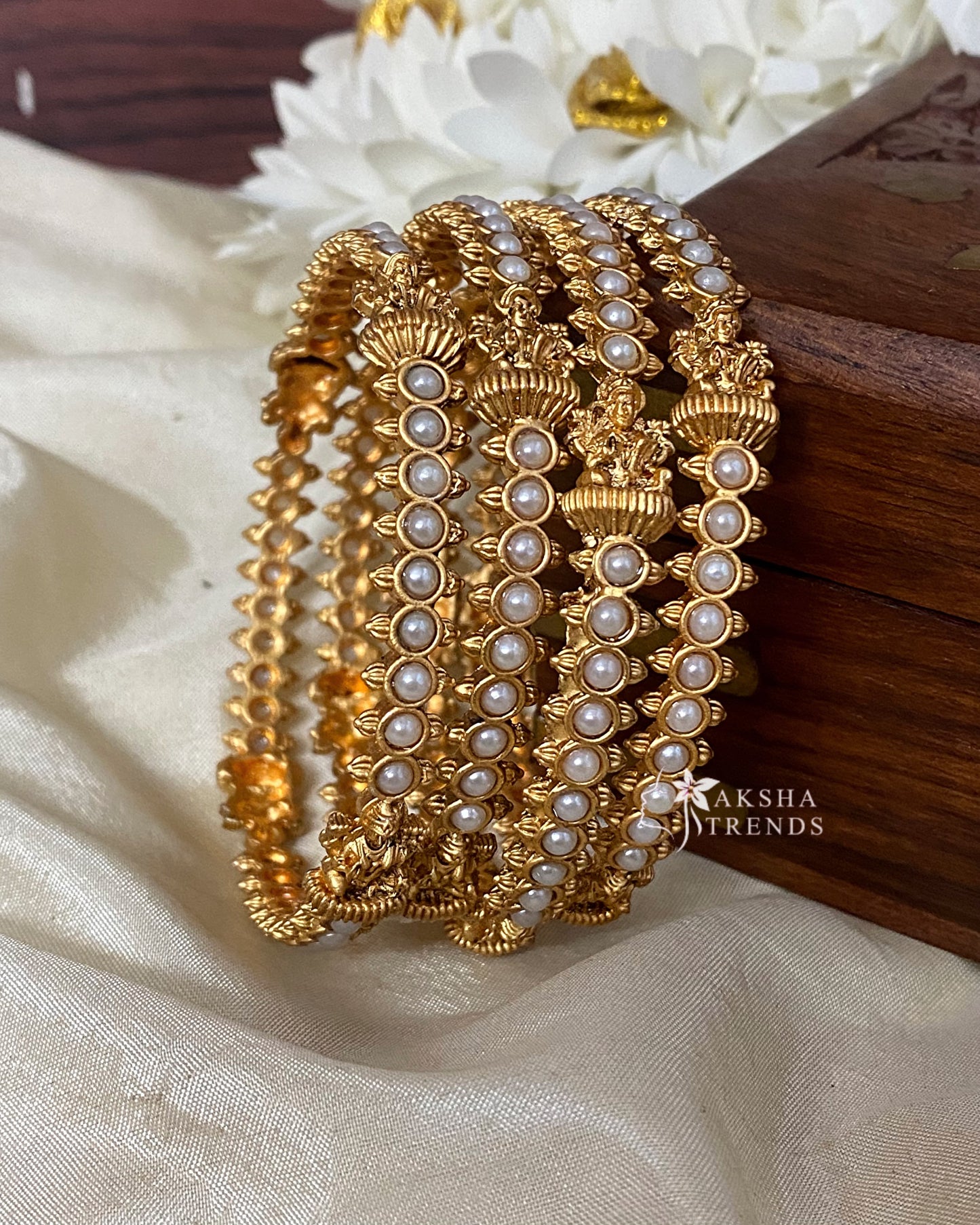 Temple pearl bangles Aksha Trends