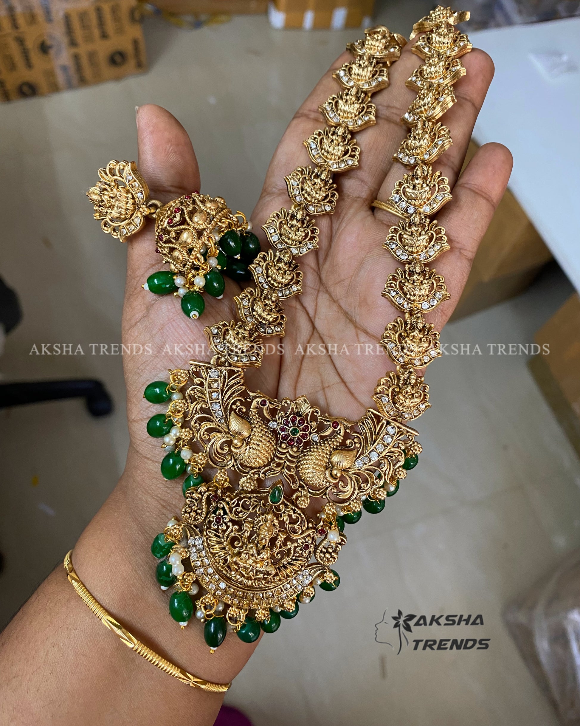 Nagas Temple Haram -Green bead Aksha Trends