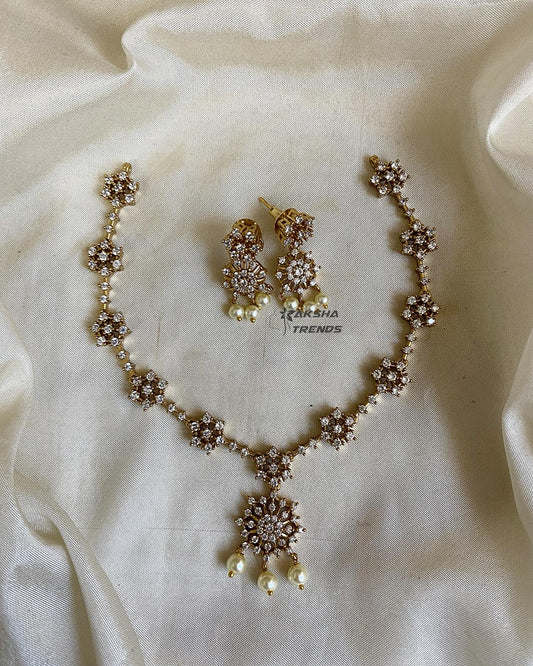 Nakshatra diamond necklace with pearls Aksha Trends