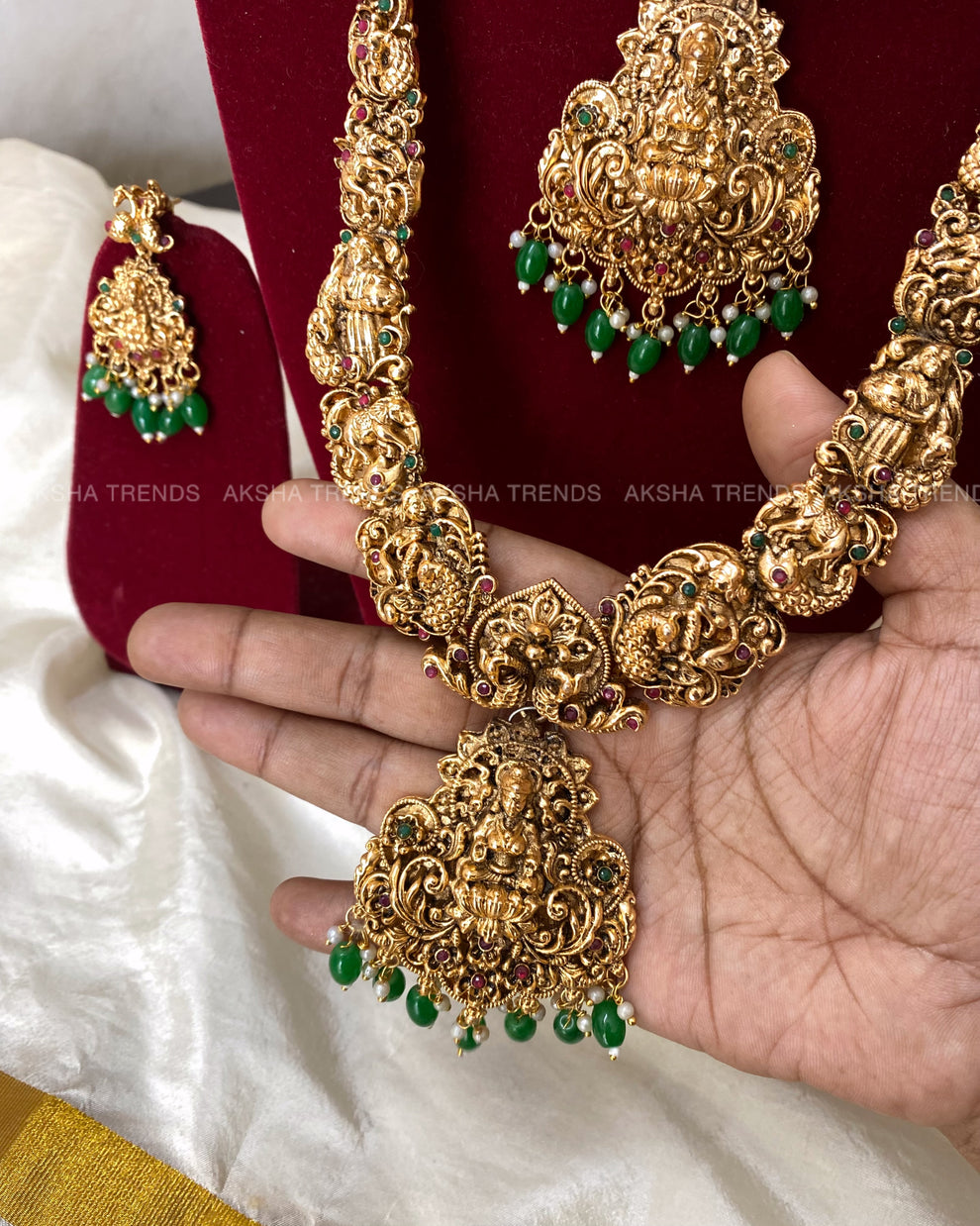 Temple bridal combos -Green Aksha Trends 