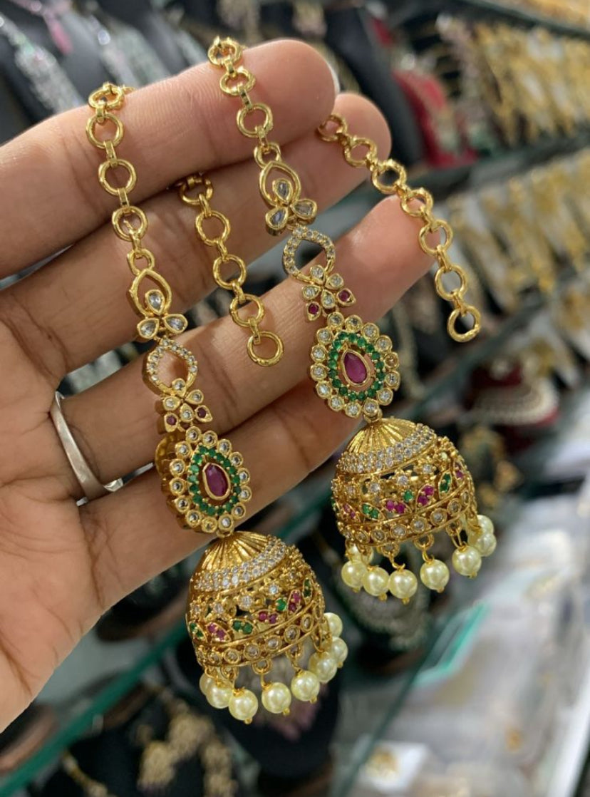 Bridal AD Jhumkas with Earmaati Aksha Trends