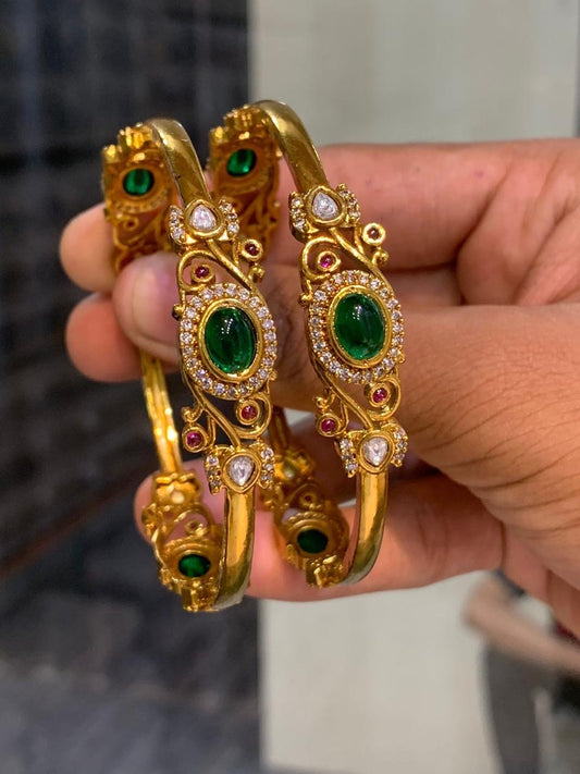 Emerald golden bangles Aksha Trends