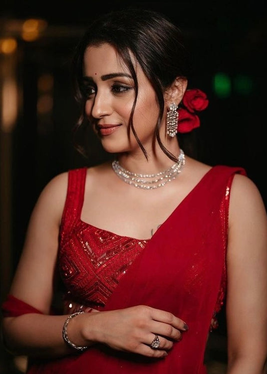 Trisha Partywear 3 layer diamond necklace Aksha Trends