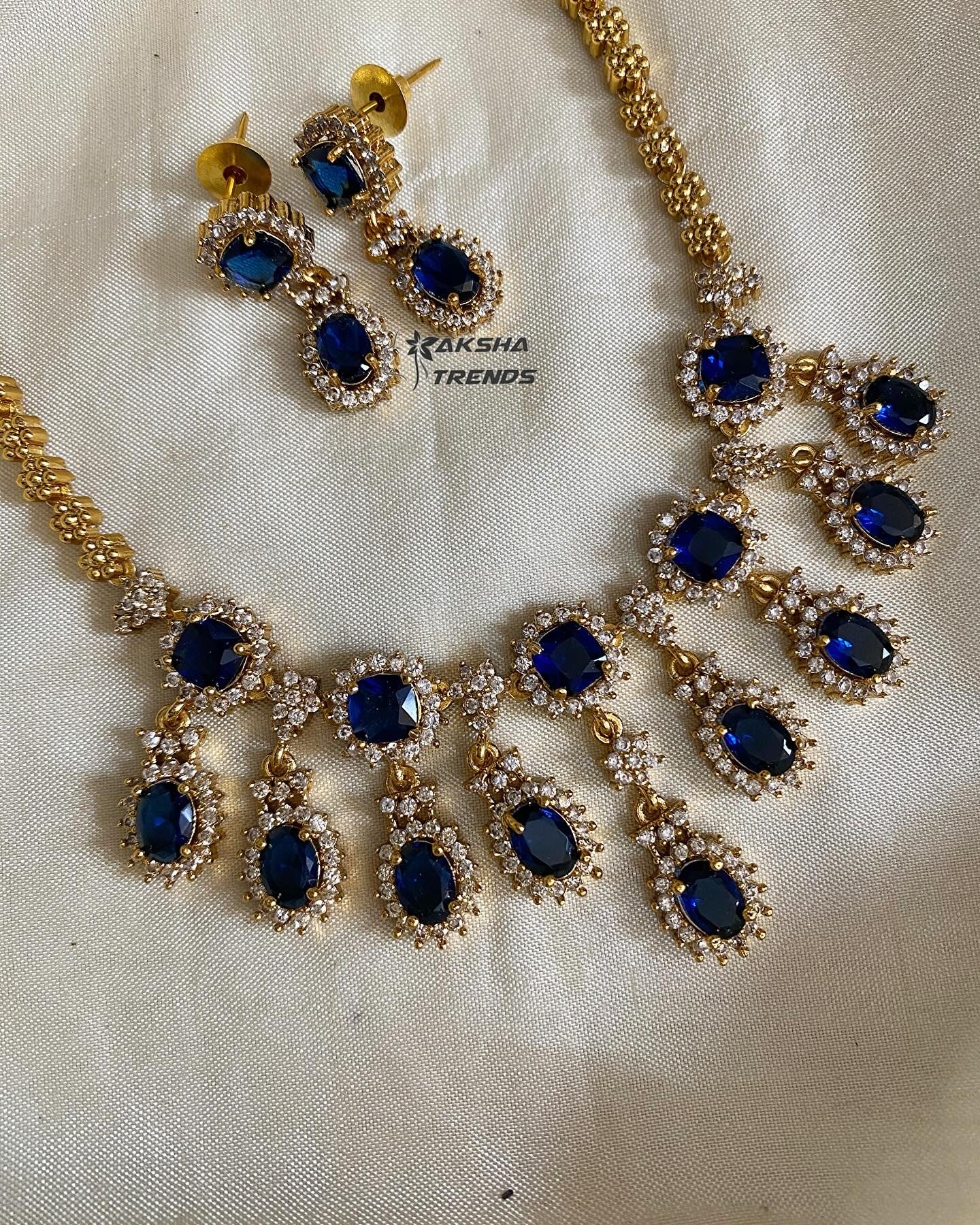 Royal Diamond Necklace -Blue Aksha Trends