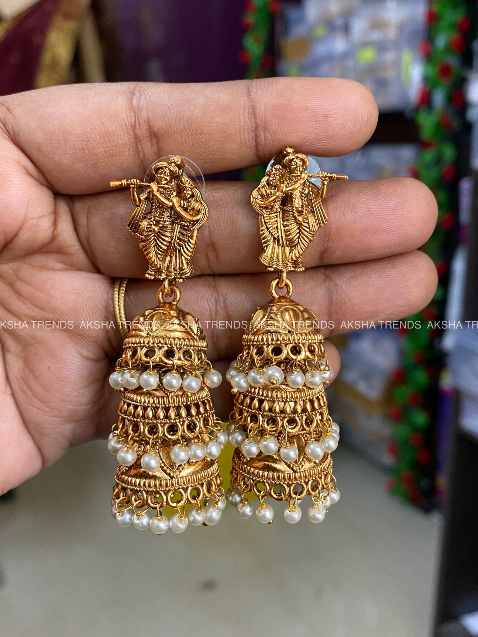 Krishna 3step Jhumka -pearl Aksha Trends