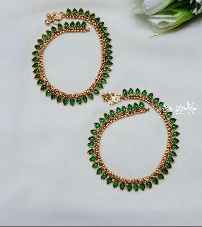 Anklet golusu kemp gold -green Aksha Trends