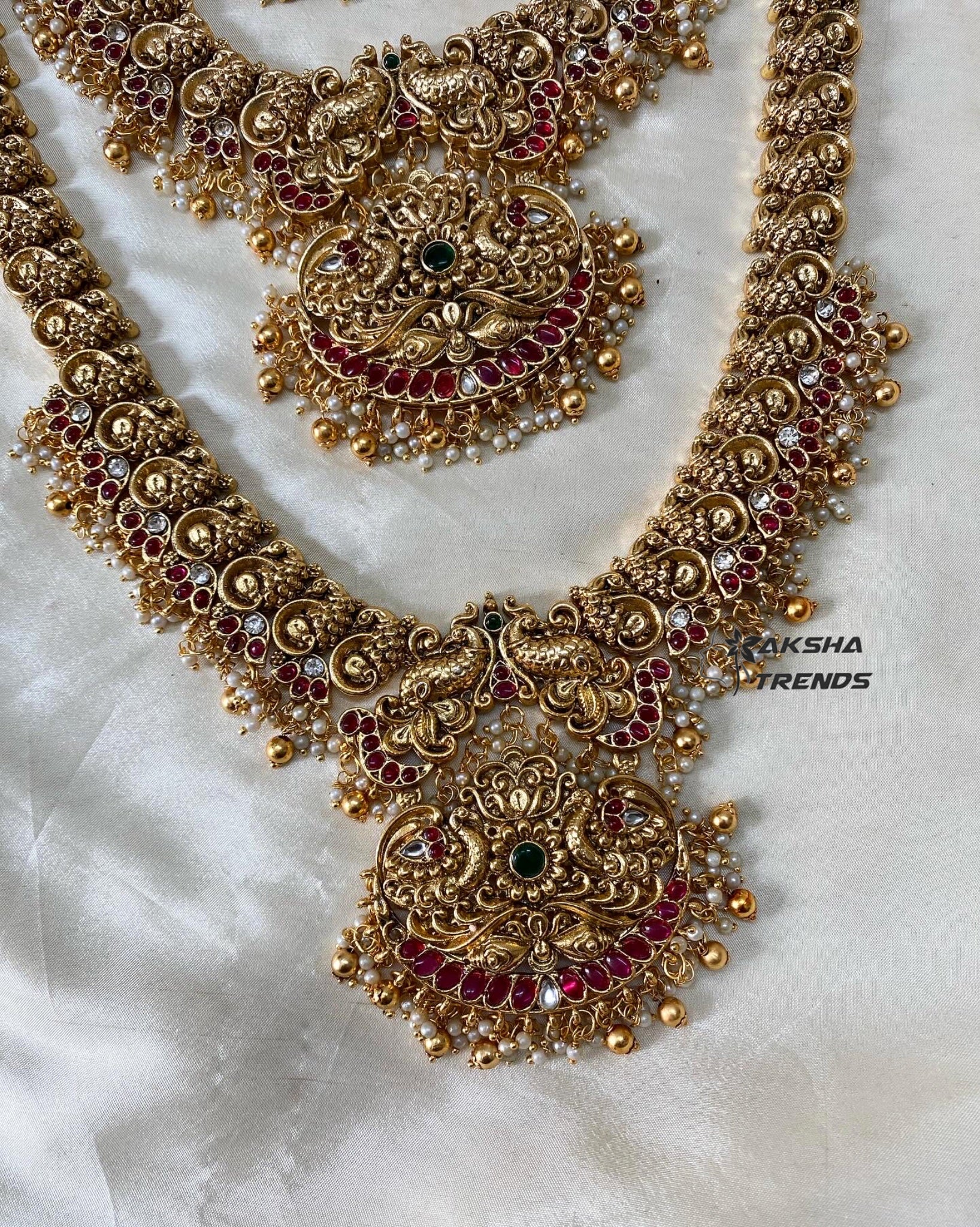 Mayura Grand bridal set -Gold bead Aksha Trends