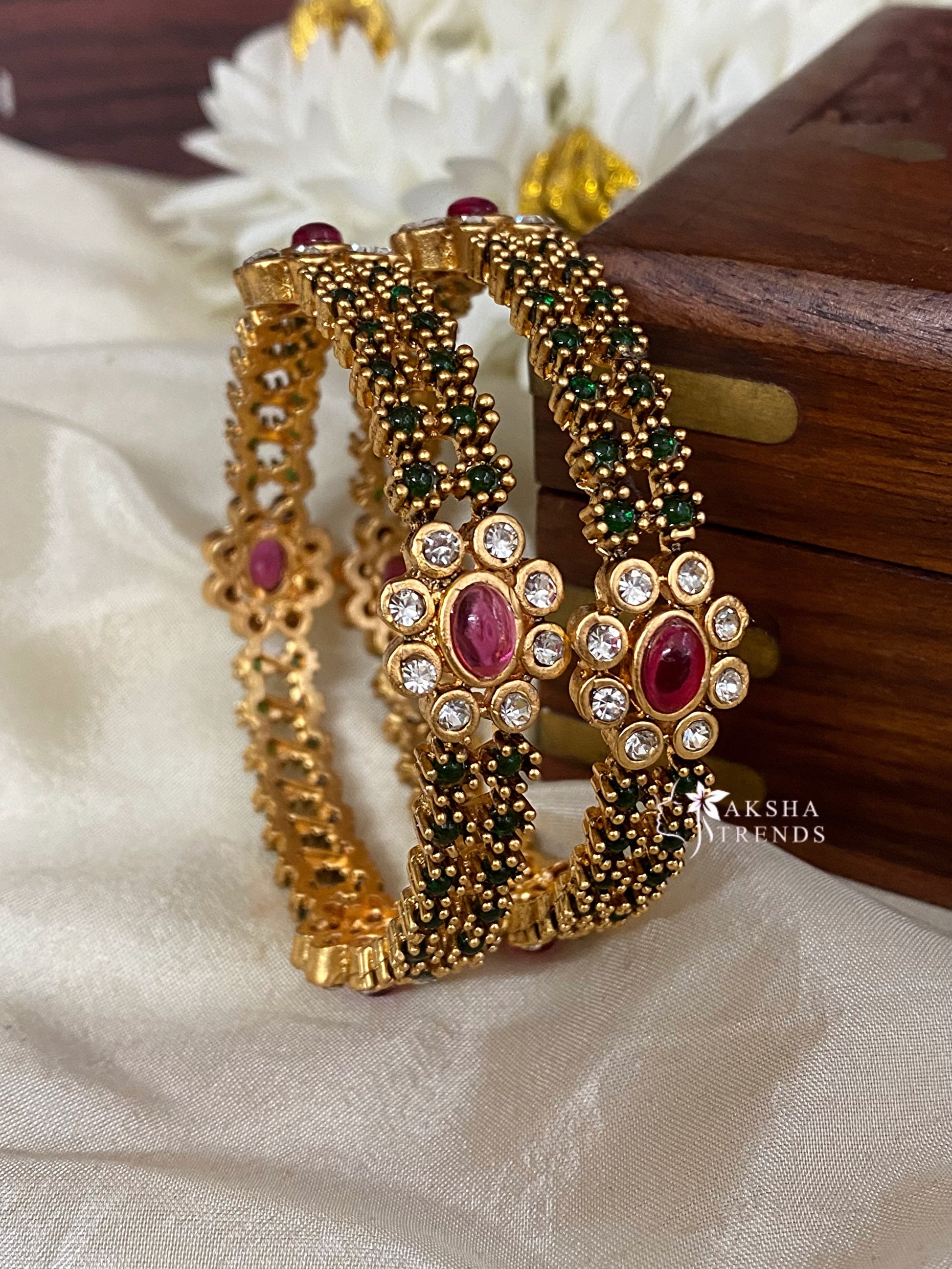 Antique floral stone bangles Aksha Trends