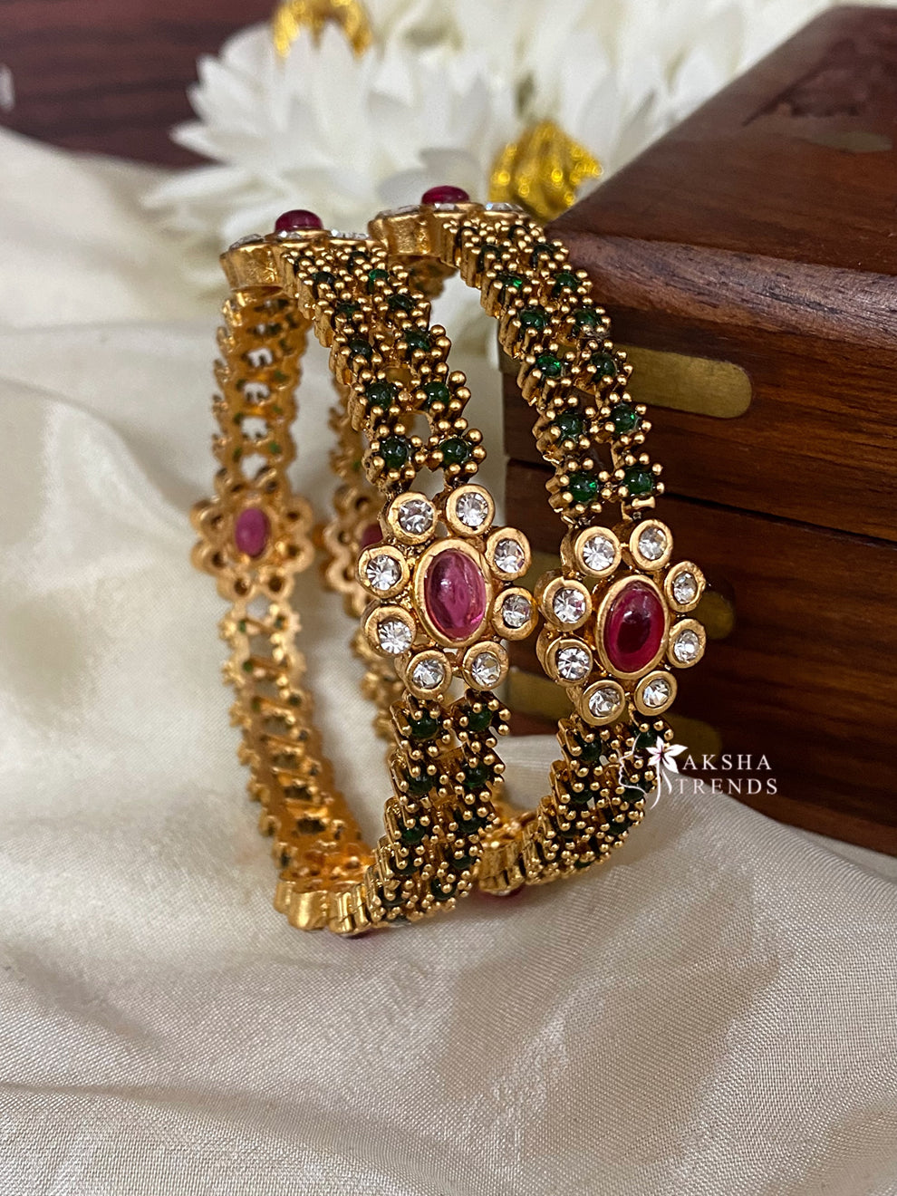 Antique floral stone bangles Aksha Trends 