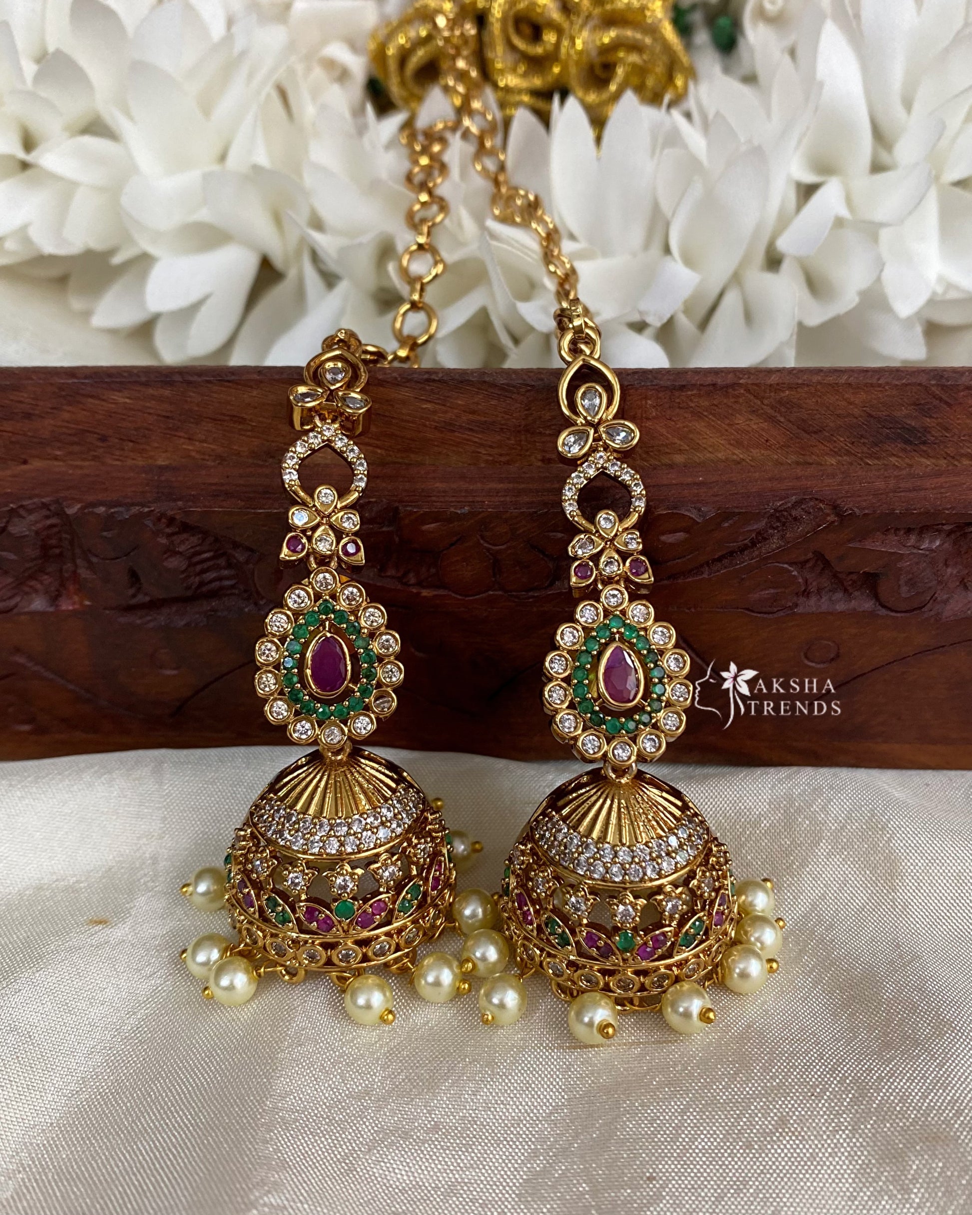 Bridal AD Jhumkas with Earmaati Aksha Trends