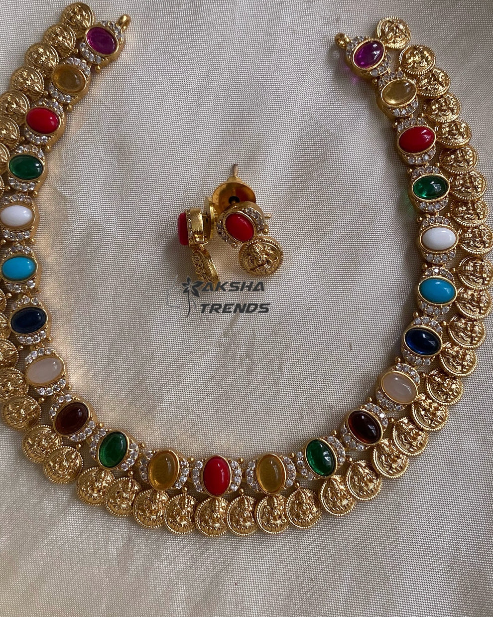 Navratna kasumalai necklace Aksha Trends 