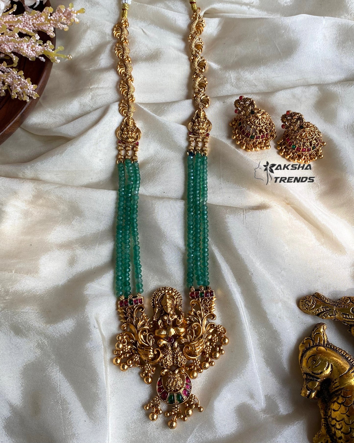 Lakshmi bead haram -Mint Green Aksha Trends