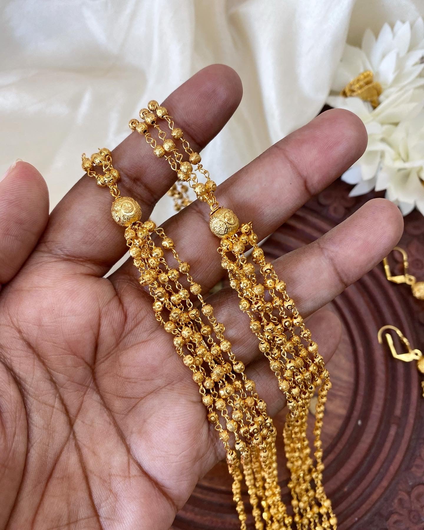 8 layer gold pearl chain set Aksha Trends