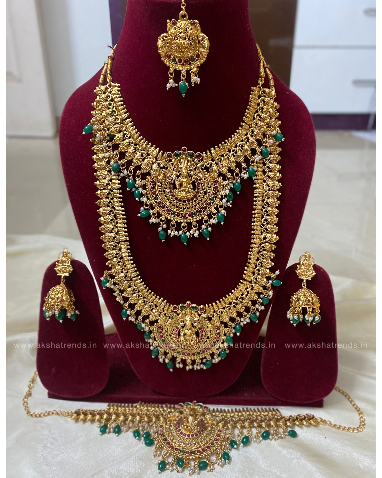 Lakshmi green bridal set Aksha Trends