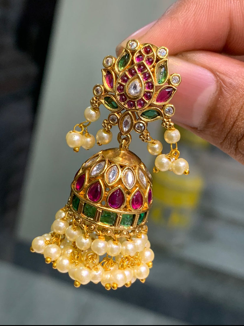 Lotus kemp jhumkas -Multi Aksha Trends