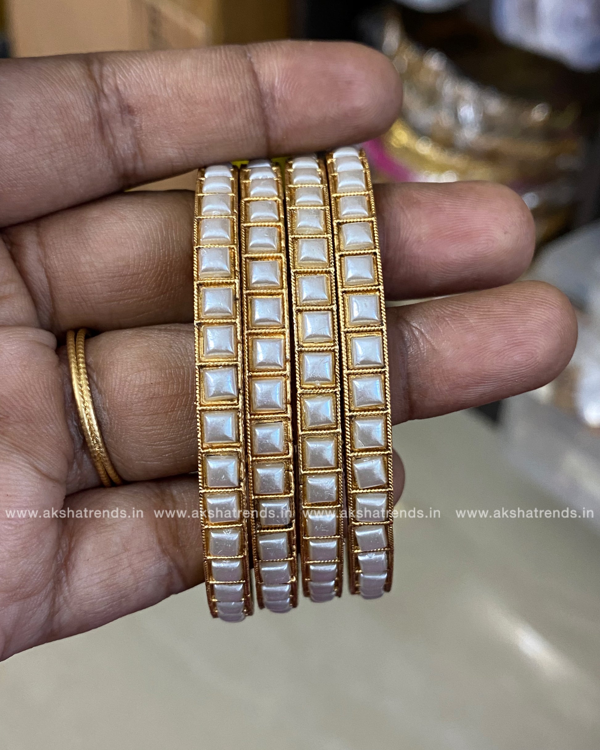 Kemp stone bangles -white Aksha Trends