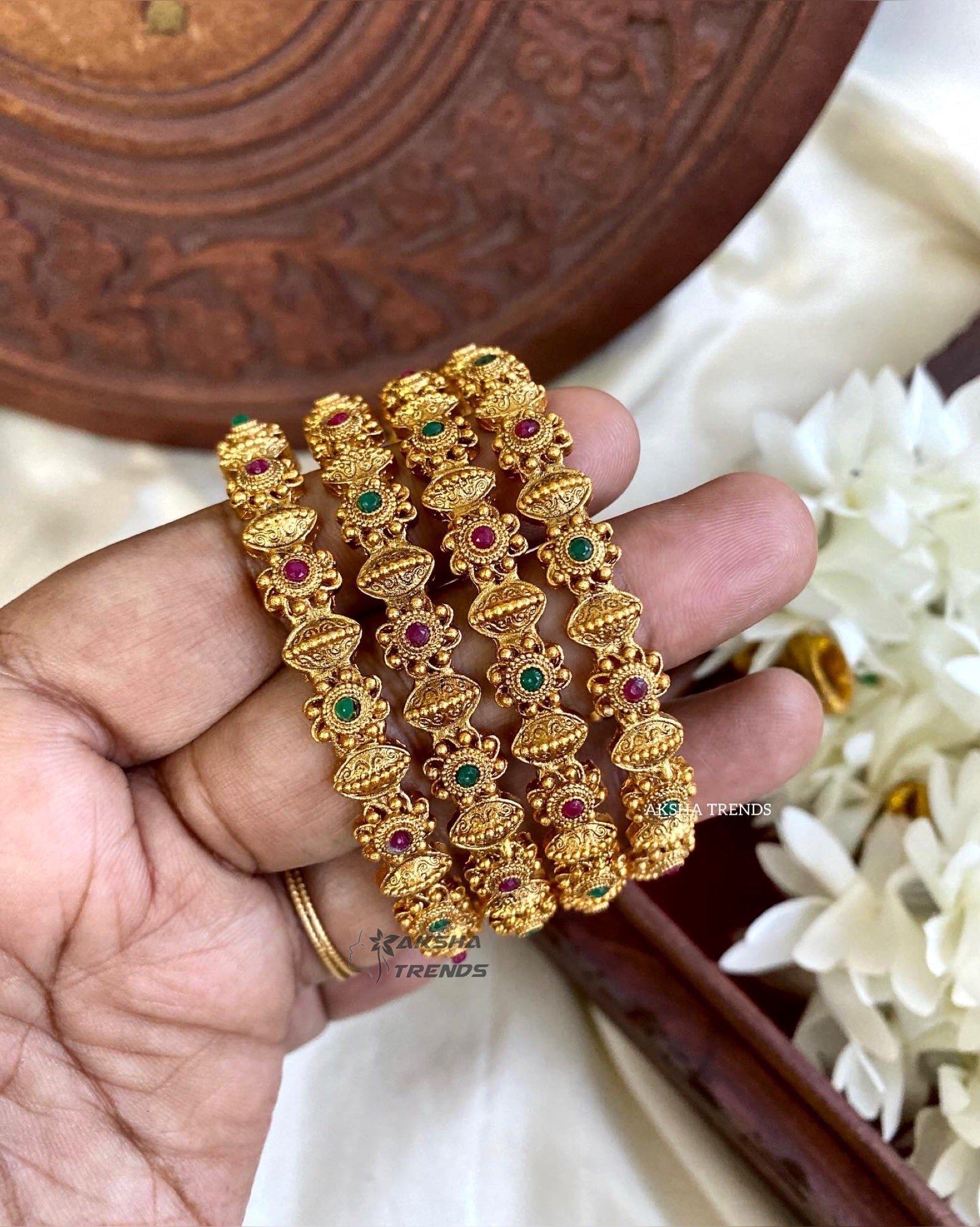 Floral Matt bangles Aksha Trends