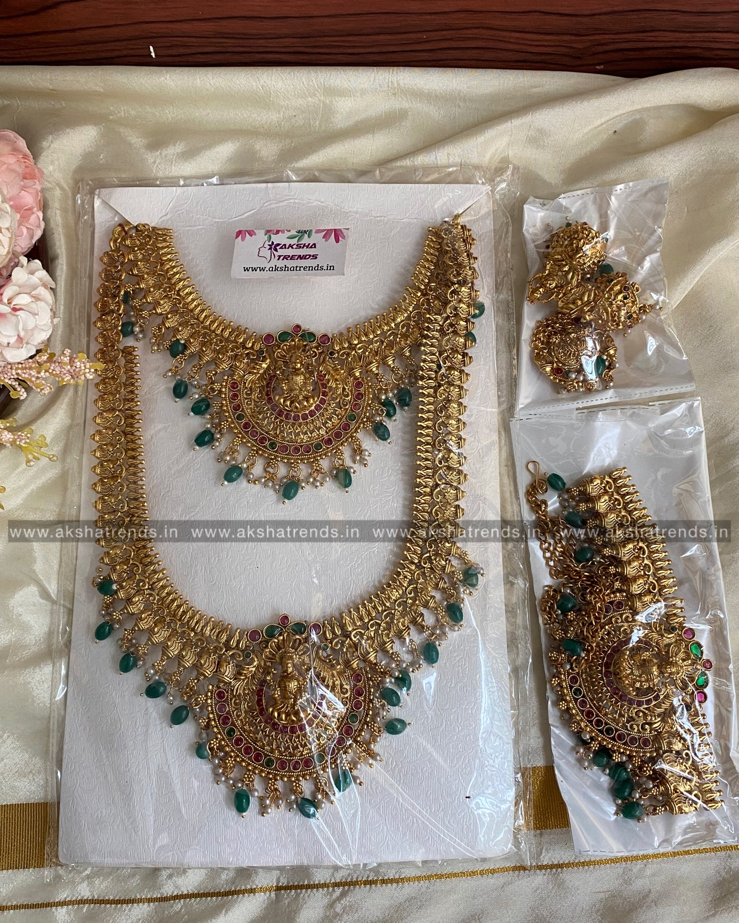 Lakshmi green bridal set Aksha Trends