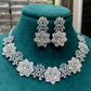 Silver flower diamond necklace