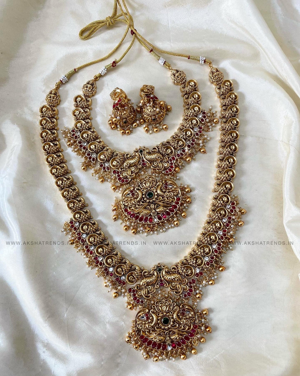 Mayura Grand bridal set -Gold bead Aksha Trends 