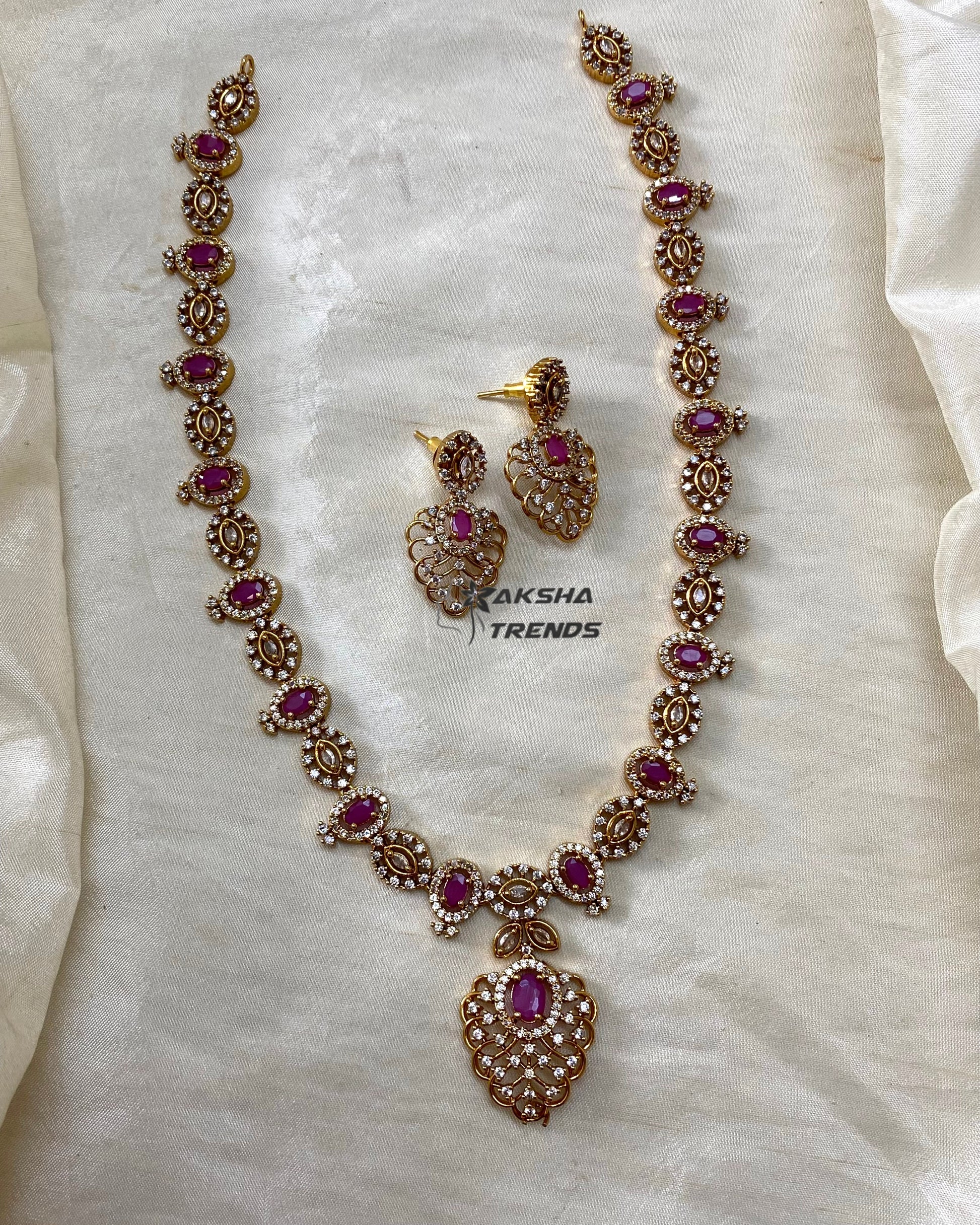 Floral diamond haram -Ruby Aksha Trends