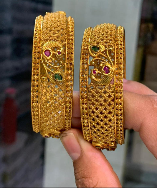 Premium bridal gold bangles (2pc) Aksha Trends