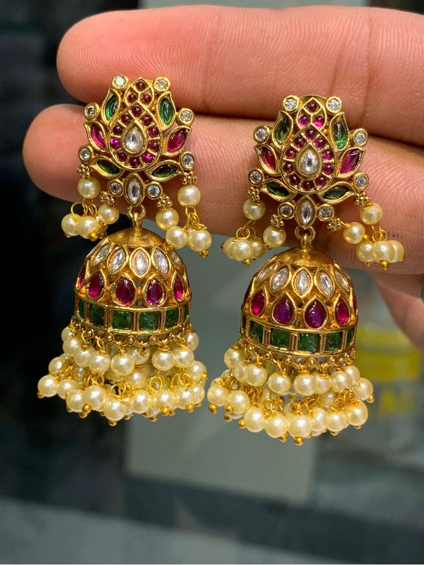 Lotus kemp jhumkas -Multi Aksha Trends