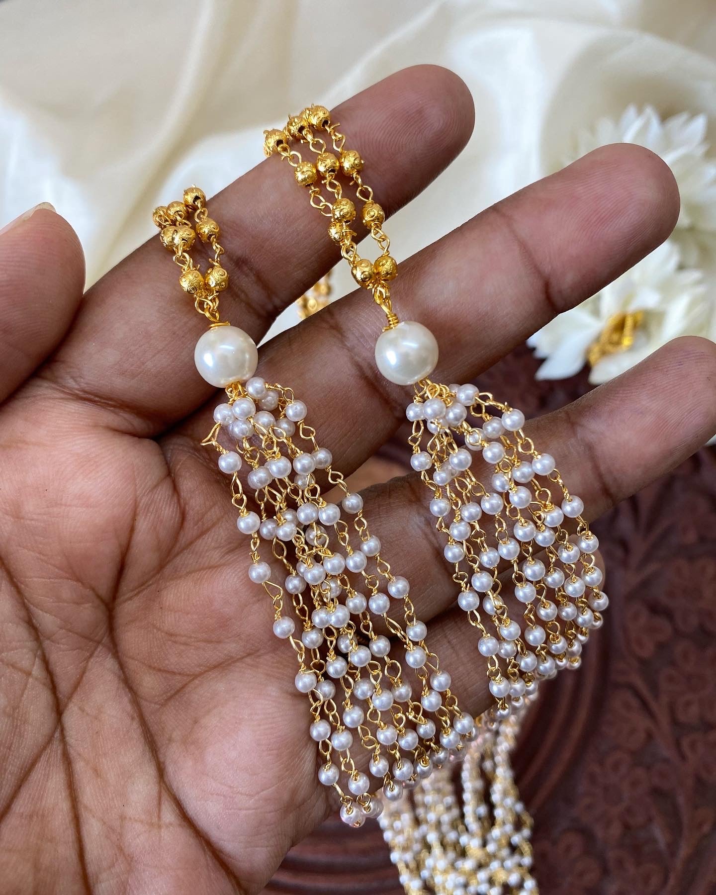 8 layer gold pearl chain set Aksha Trends