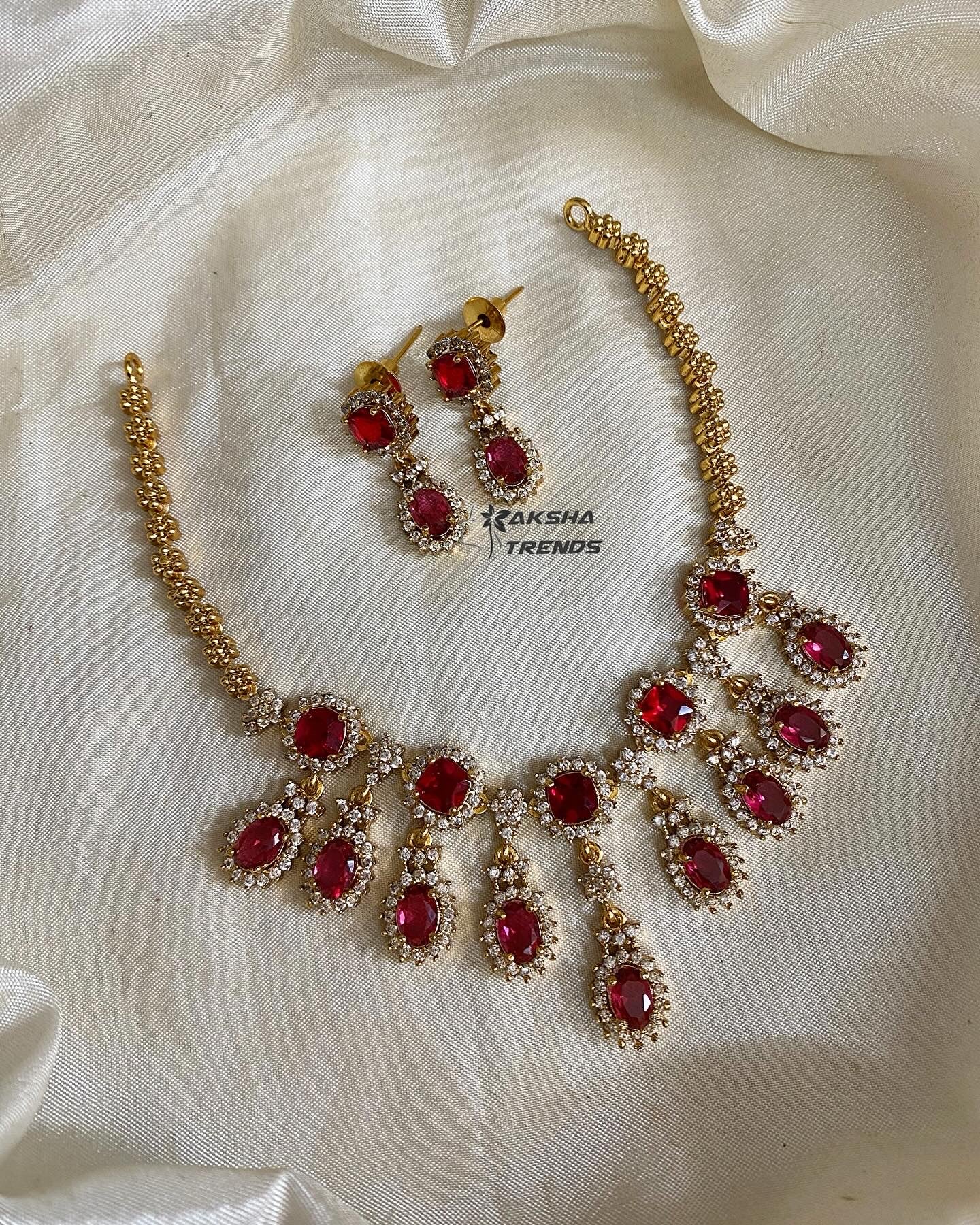 Royal Diamond Necklace -Ruby Aksha Trends