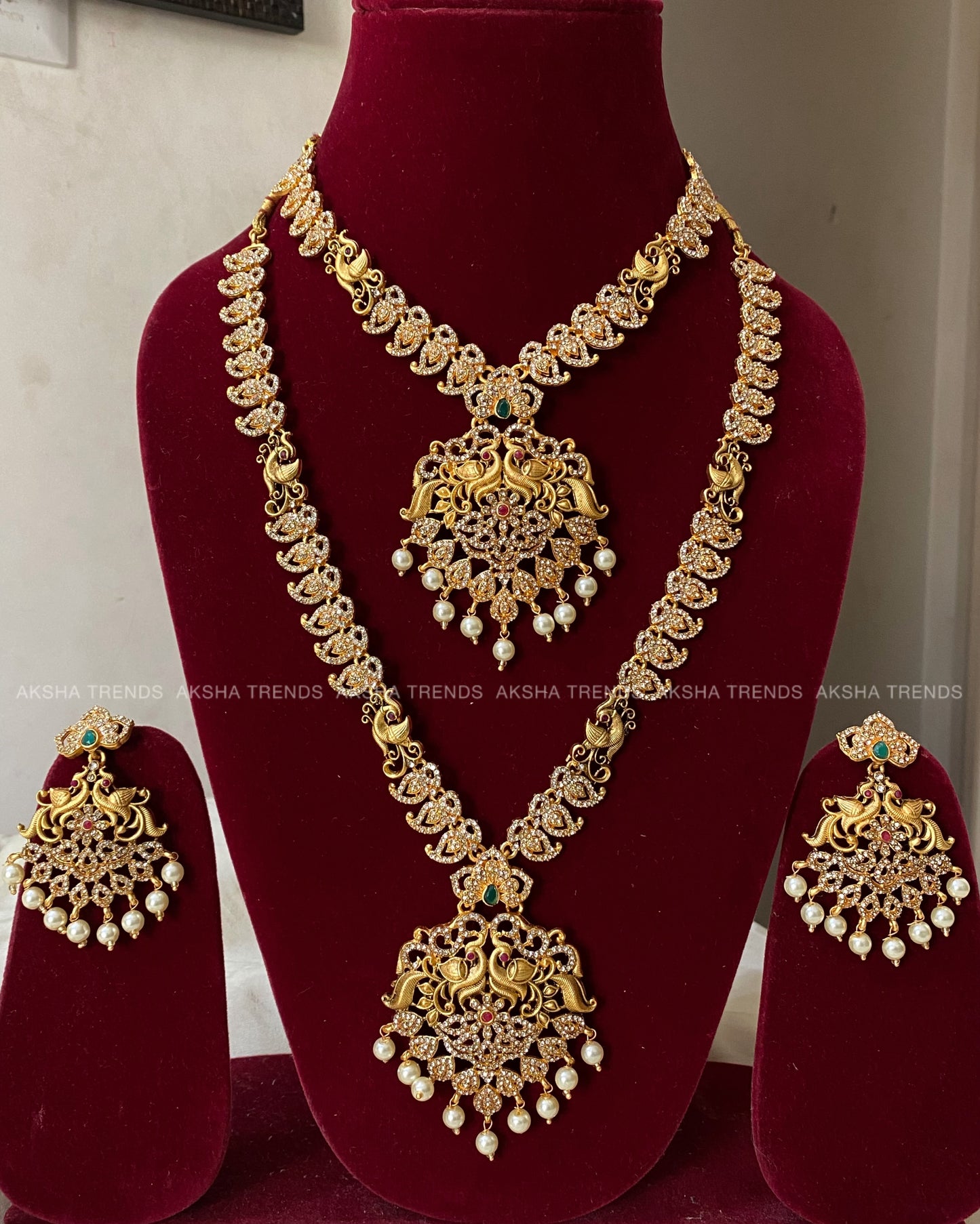 Peacock stone bridal combo -white Aksha Trends